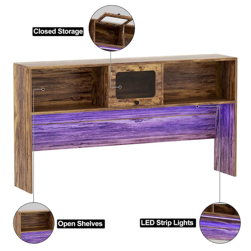Bureau d'angle en L avec huche, tiroirs, armoire de rangement et éclairage LED, noir
