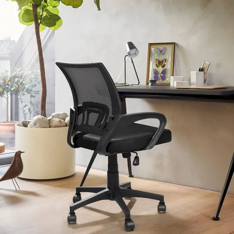 Chaise de bureau ergonomique en maille avec accoudoirs, réglable, pivotante, pour ordinateur, dossier mi-haut