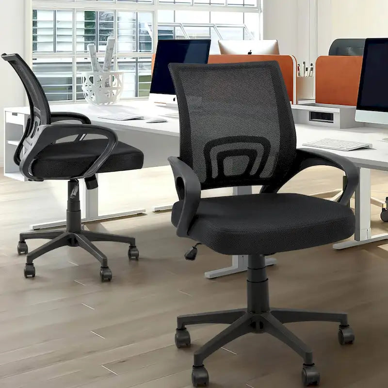 Chaise de bureau ergonomique en maille avec accoudoirs, réglable, pivotante, pour ordinateur, dossier mi-haut