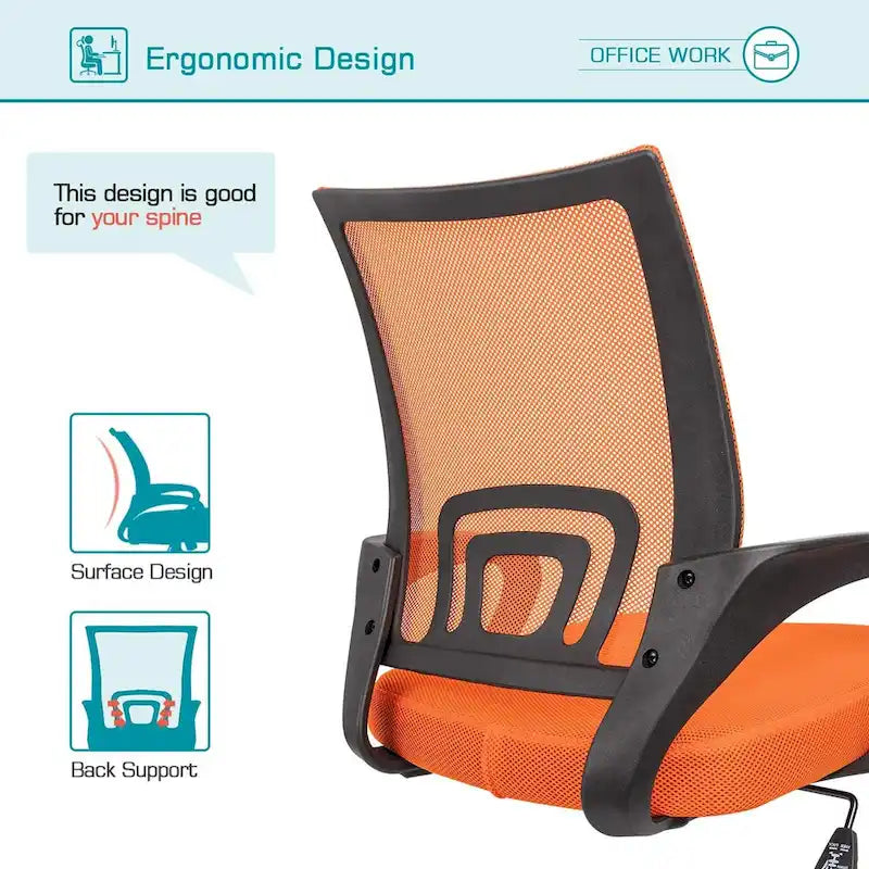 Chaise de bureau ergonomique en maille avec accoudoirs, réglable, pivotante, pour ordinateur, dossier mi-haut