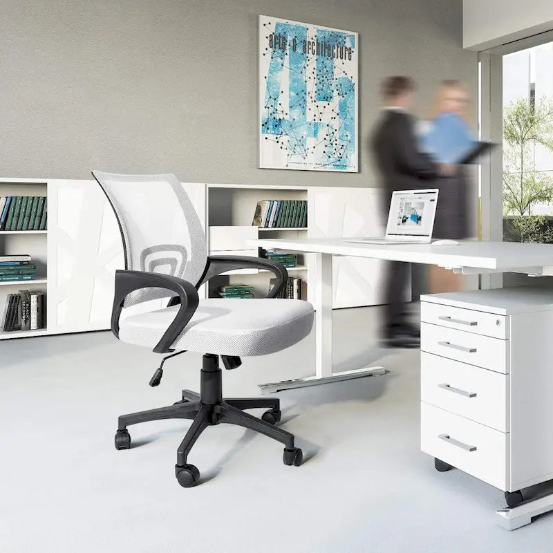 Chaise de bureau ergonomique en maille avec accoudoirs, réglable, pivotante, pour ordinateur, dossier mi-haut
