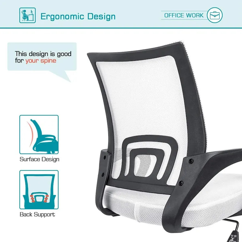 Chaise de bureau ergonomique en maille avec accoudoirs, réglable, pivotante, pour ordinateur, dossier mi-haut