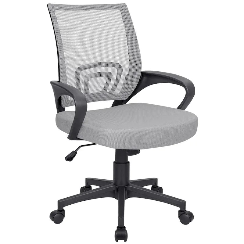 Chaise de bureau ergonomique en maille avec accoudoirs, réglable, pivotante, pour ordinateur, dossier mi-haut