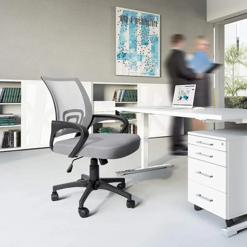 Chaise de bureau ergonomique en maille avec accoudoirs, réglable, pivotante, pour ordinateur, dossier mi-haut
