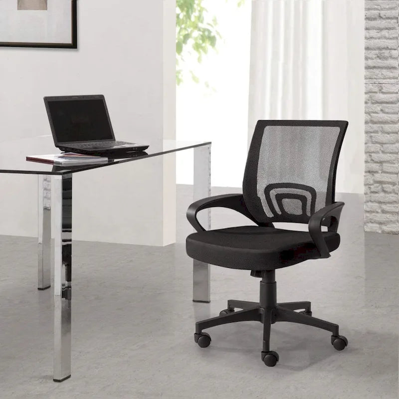 Chaise de bureau ergonomique en maille avec accoudoirs, réglable, pivotante, pour ordinateur, dossier mi-haut