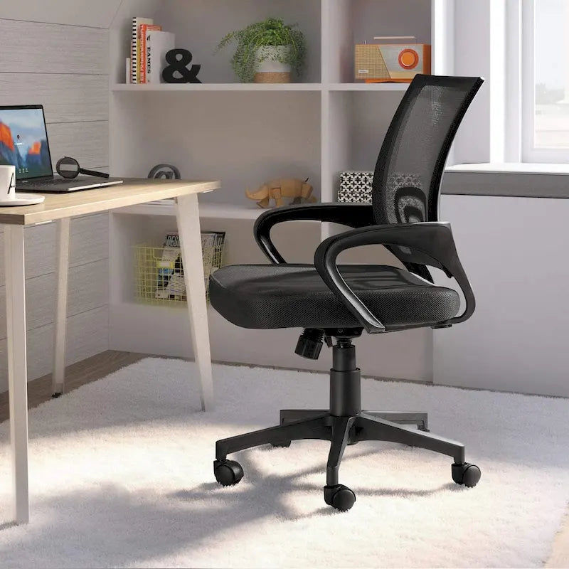 Chaise de bureau ergonomique en maille avec accoudoirs, réglable, pivotante, pour ordinateur, dossier mi-haut