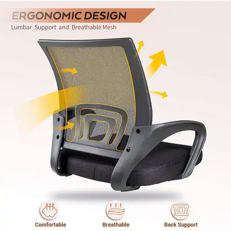 Chaise de bureau ergonomique en maille avec accoudoirs, réglable, pivotante, pour ordinateur, dossier mi-haut