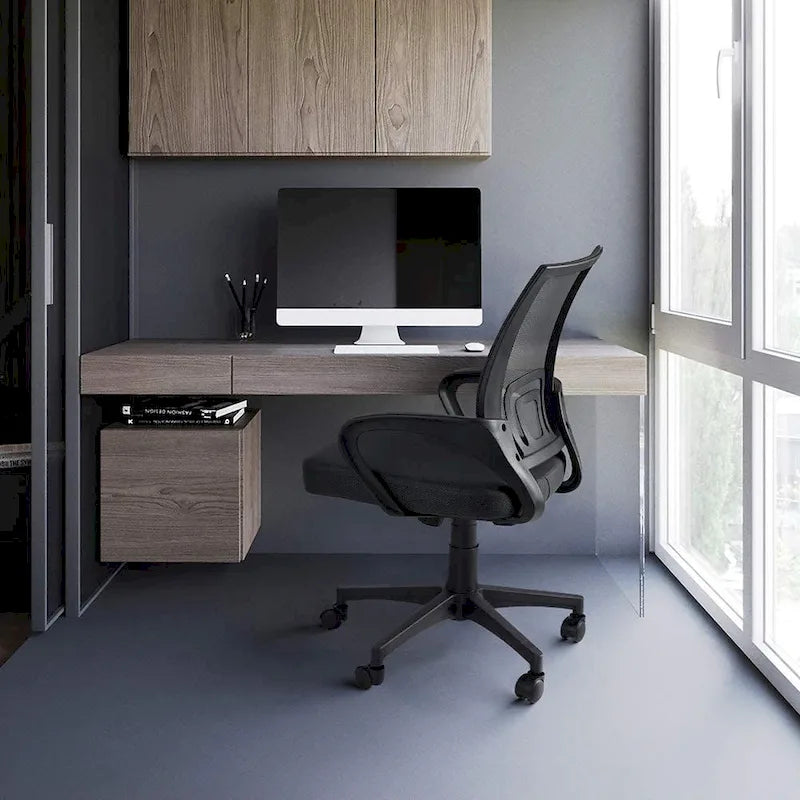 Chaise de bureau ergonomique en maille avec accoudoirs, réglable, pivotante, pour ordinateur, dossier mi-haut