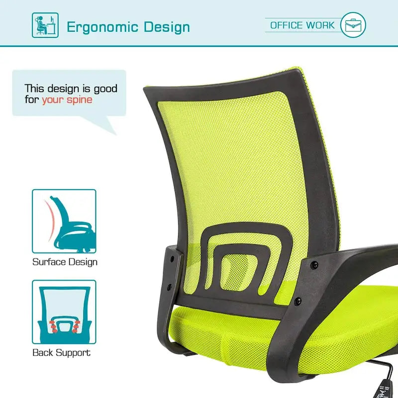 Chaise de bureau ergonomique en maille avec accoudoirs, réglable, pivotante, pour ordinateur, dossier mi-haut