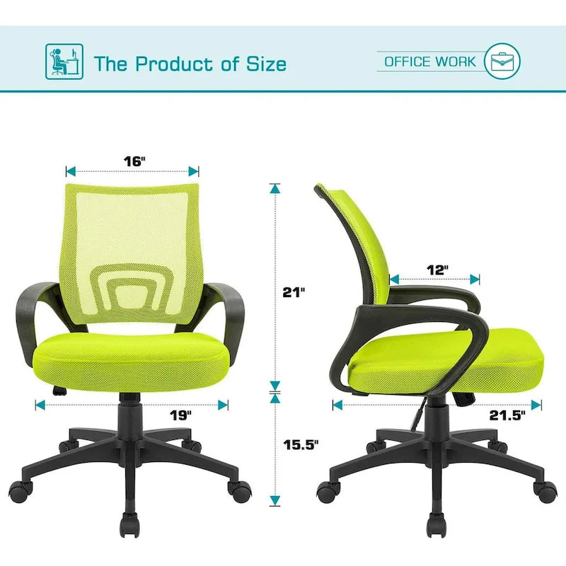 Chaise de bureau ergonomique en maille avec accoudoirs, réglable, pivotante, pour ordinateur, dossier mi-haut