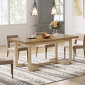 Table à manger rectangulaire finition bois naturel pieds tréteaux style industriel moderne