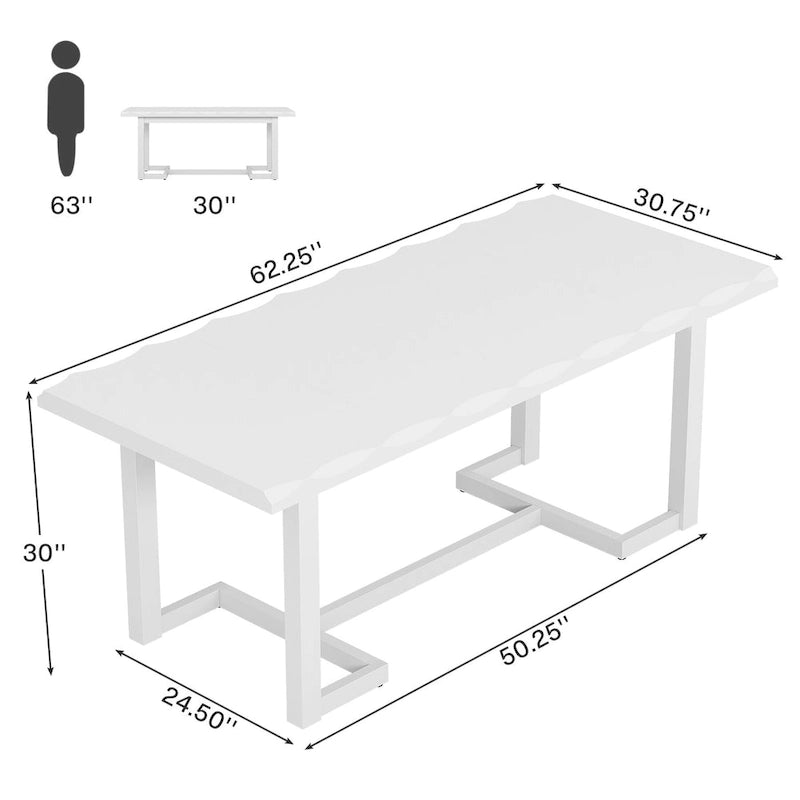 Table à manger rectangulaire finition bois naturel pieds tréteaux style industriel moderne