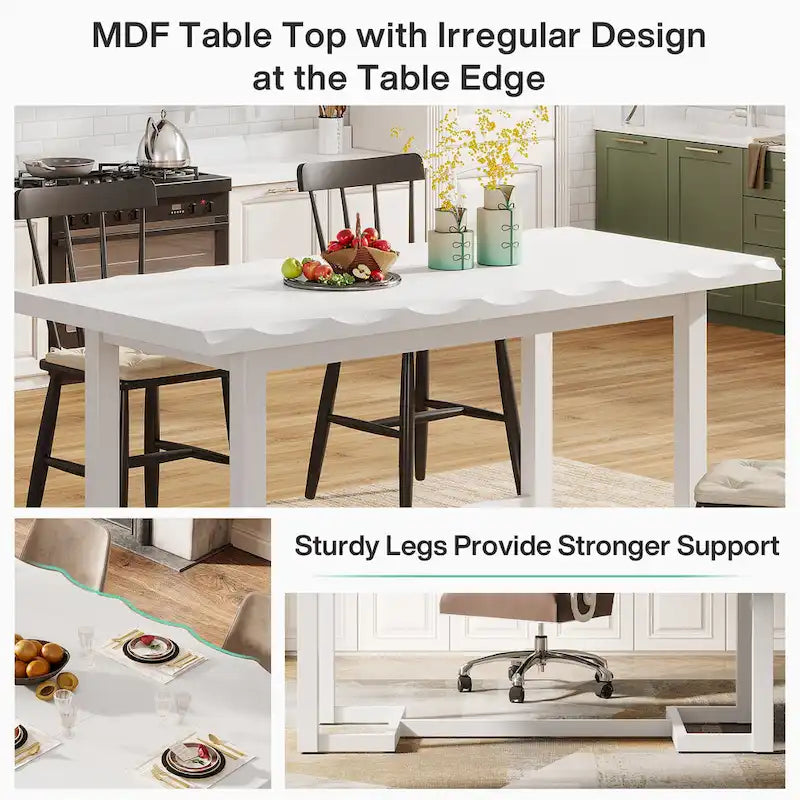 Table à manger rectangulaire finition bois naturel pieds tréteaux style industriel moderne