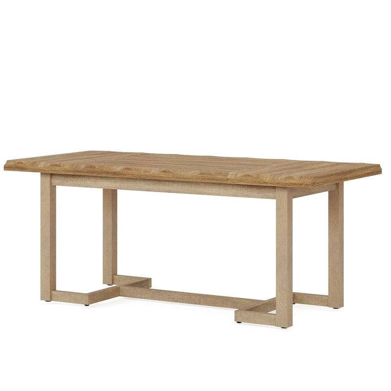 Table à manger rectangulaire finition bois naturel pieds tréteaux style industriel moderne